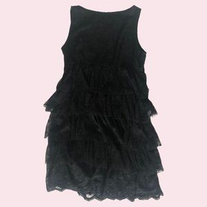 Zara Basic Black Tiered Layered Ruffle Cocktail Midi Dress (Size M)